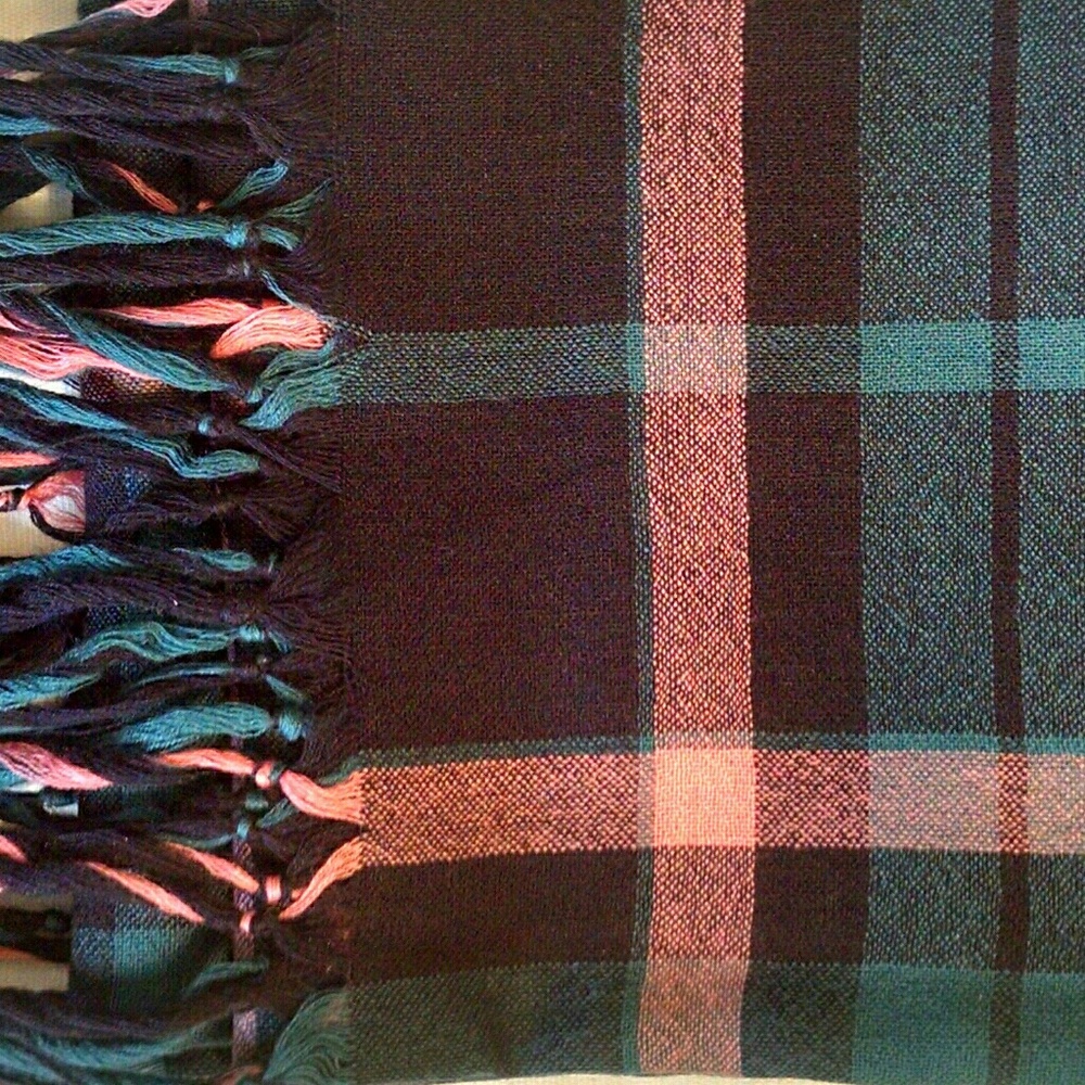 Talbots Navy, Teal, and Pink Acsented Long Scarf